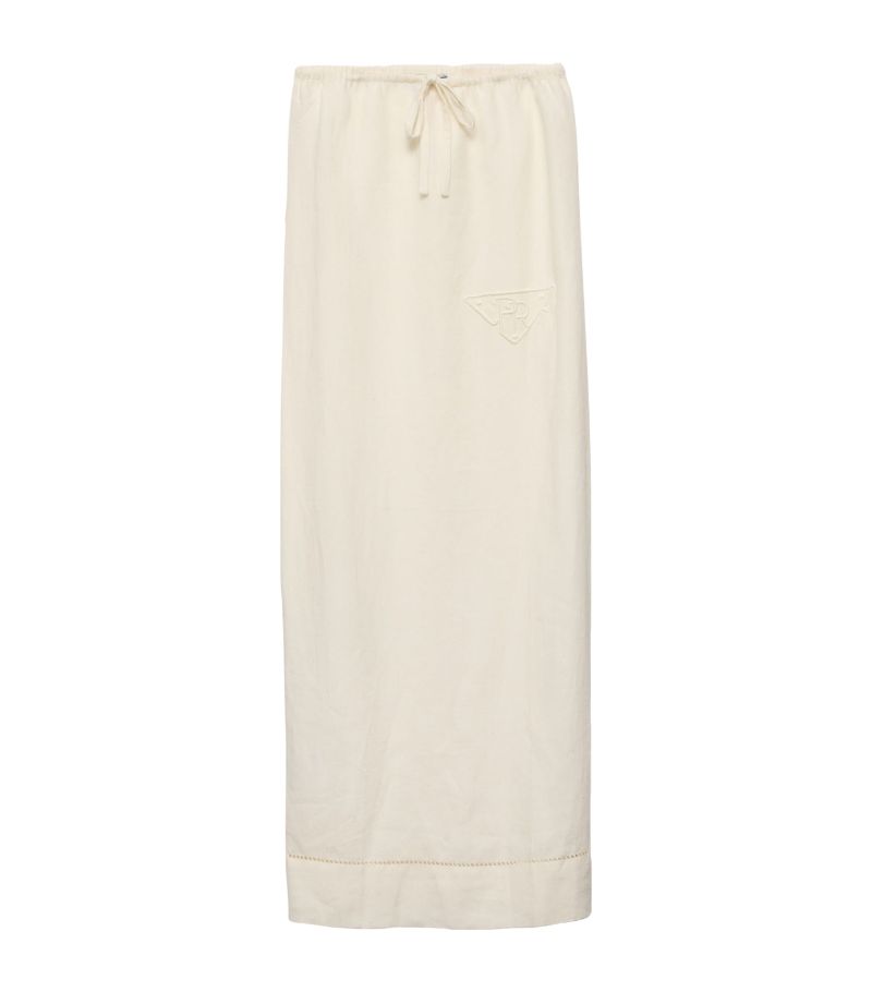 Prada Prada Linen Embroidered Maxi Skirt