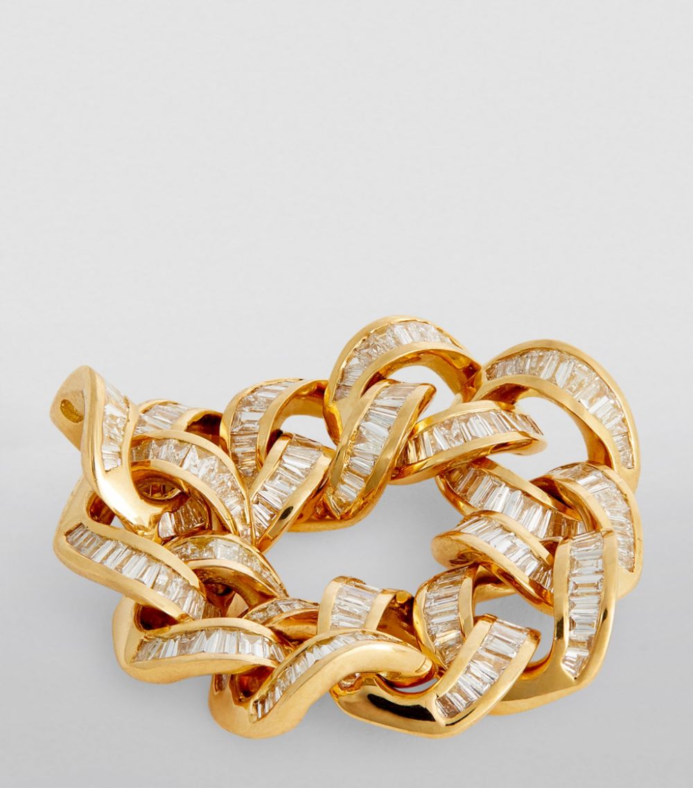 Shay SHAY Yellow Gold and Diamond Essential Links Ring