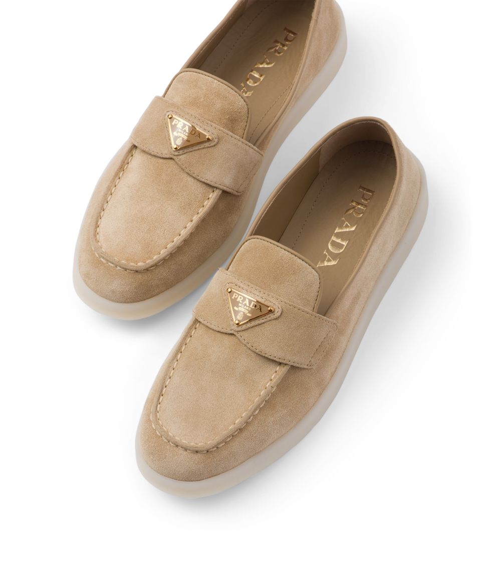 Prada Prada Suede Triangle Loafers