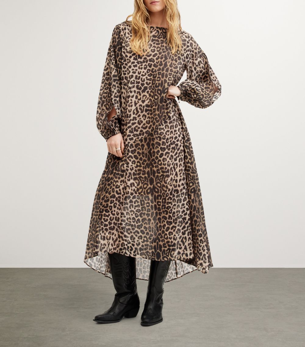 Allsaints Allsaints Jane Leopard Print Midi Dress