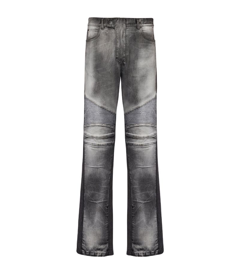 Balmain Balmain Ribbed-Knee Biker Jeans