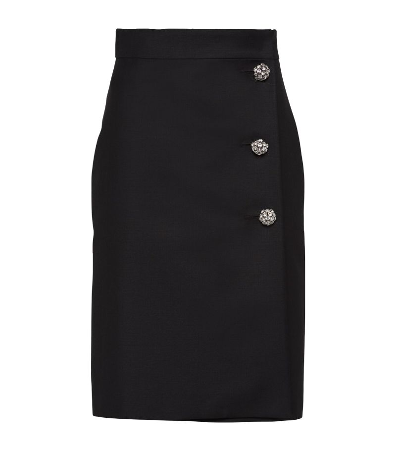 Prada Prada Mohair-Wool Embellished Midi Skirt