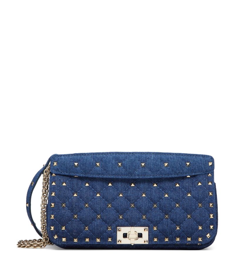 VALENTINO GARAVANI Valentino Garavani Denim Rockstud Spike Shoulder Bag