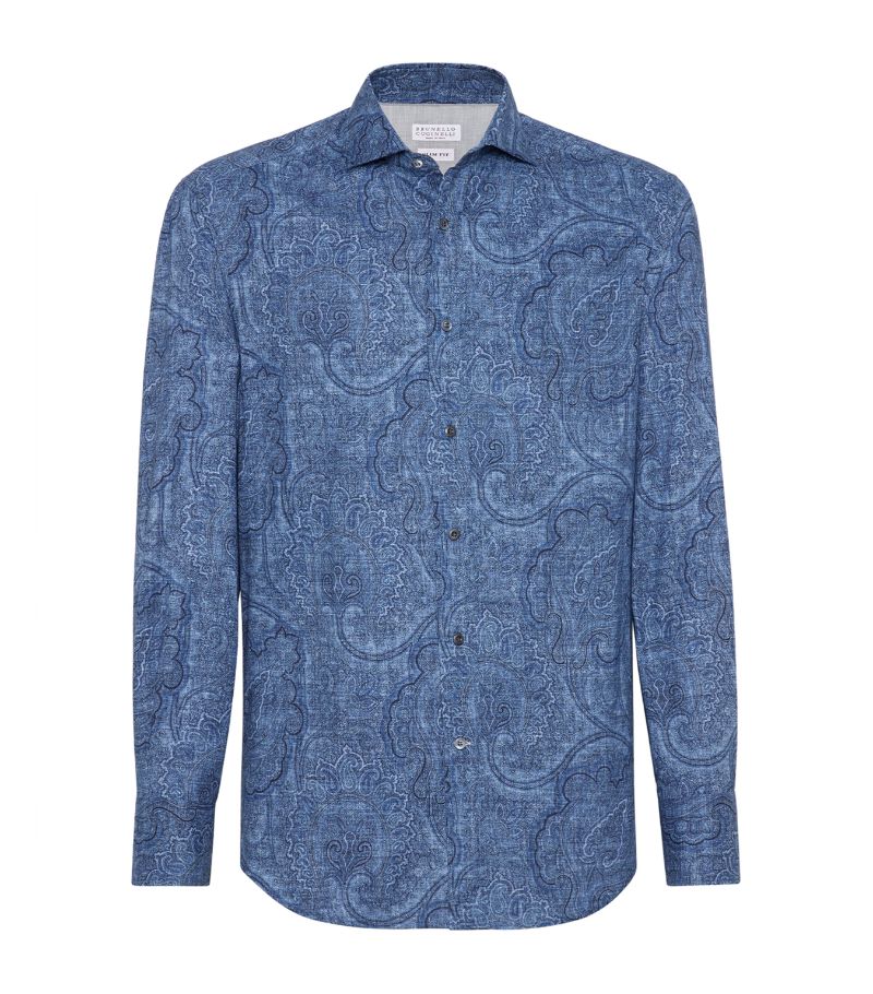 Brunello Cucinelli Brunello Cucinelli Cotton Paisley Slim-Fit Shirt