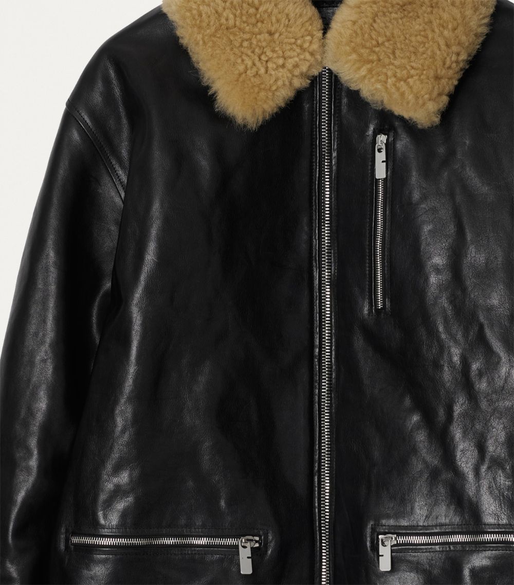 Burberry Burberry Leather Shearling-Collar Jacket