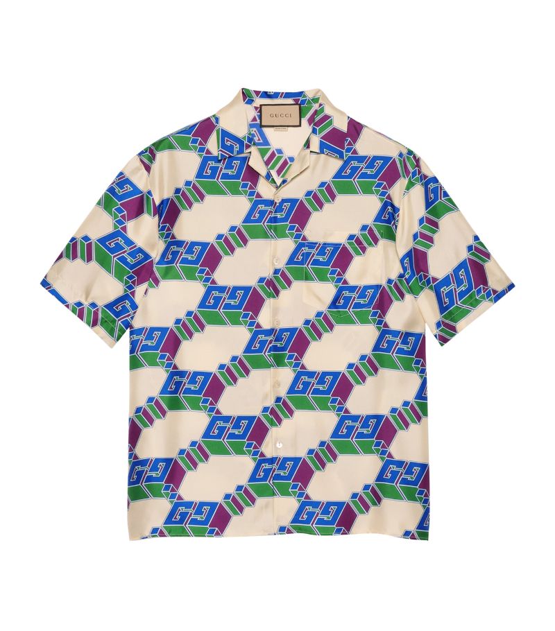 Gucci Gucci Silk 3D Gg Print Shirt