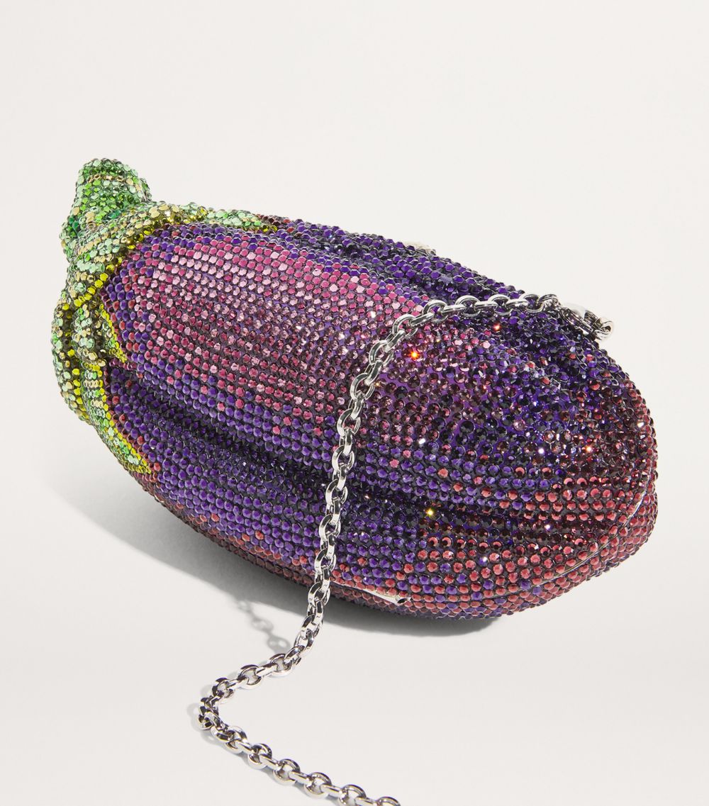 Judith Leiber Judith Leiber Embellished Eggplant Clutch Bag