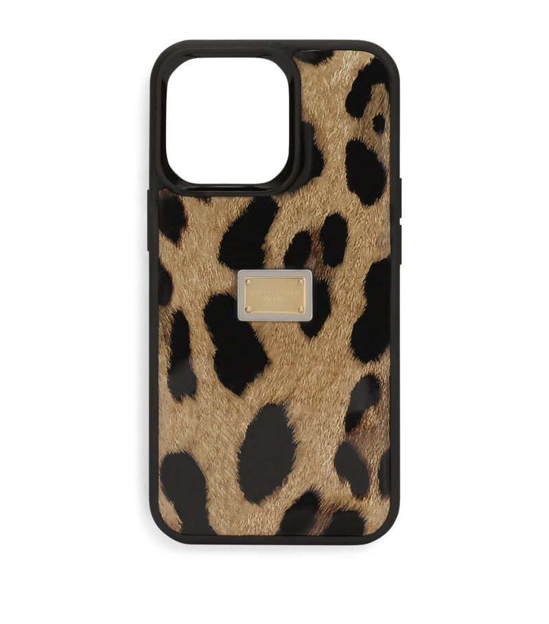 Dolce & Gabbana Dolce & Gabbana Calfskin Leopard Print Iphone 14 Pro Case