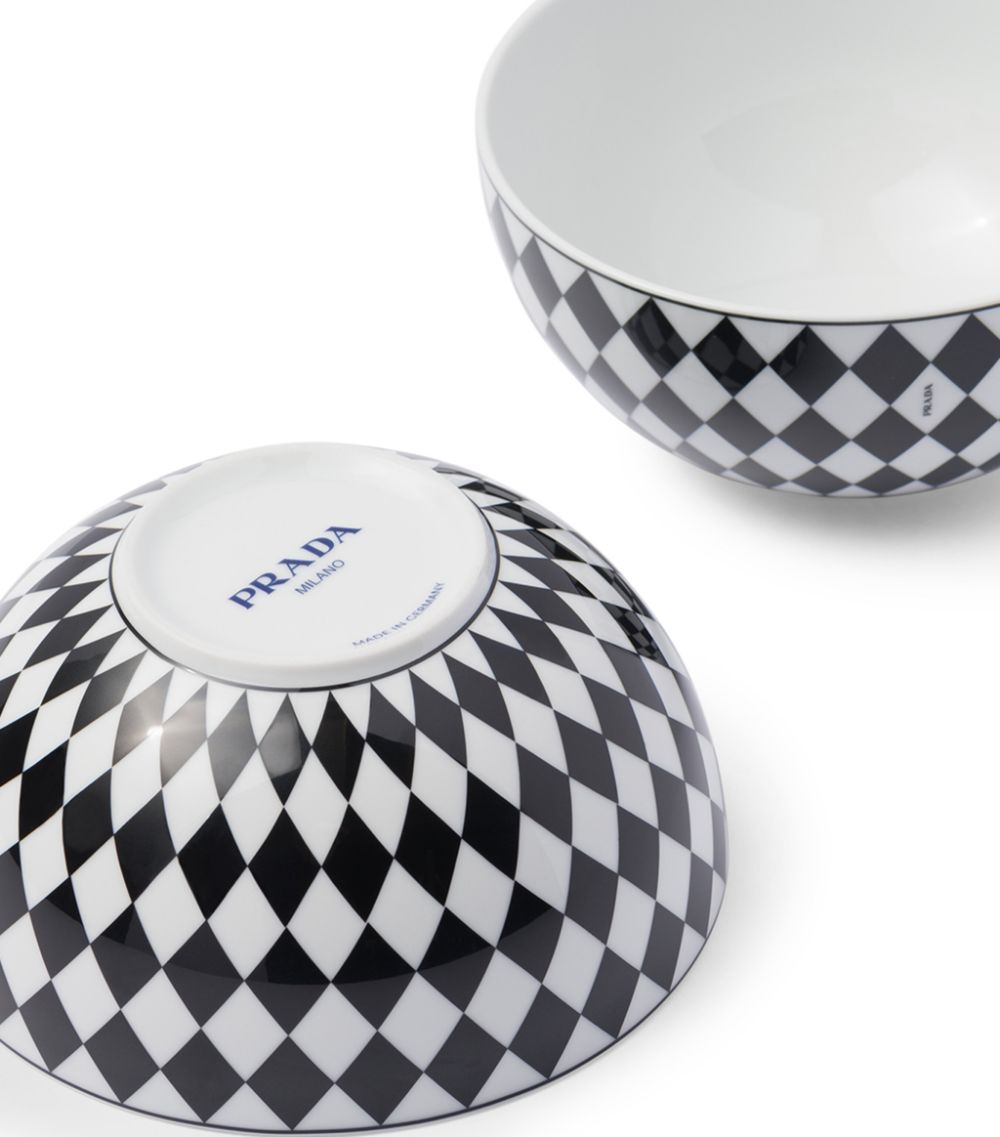 Prada Prada Set Of 2 Chequerboard Soup Bowls (15.5Cm)