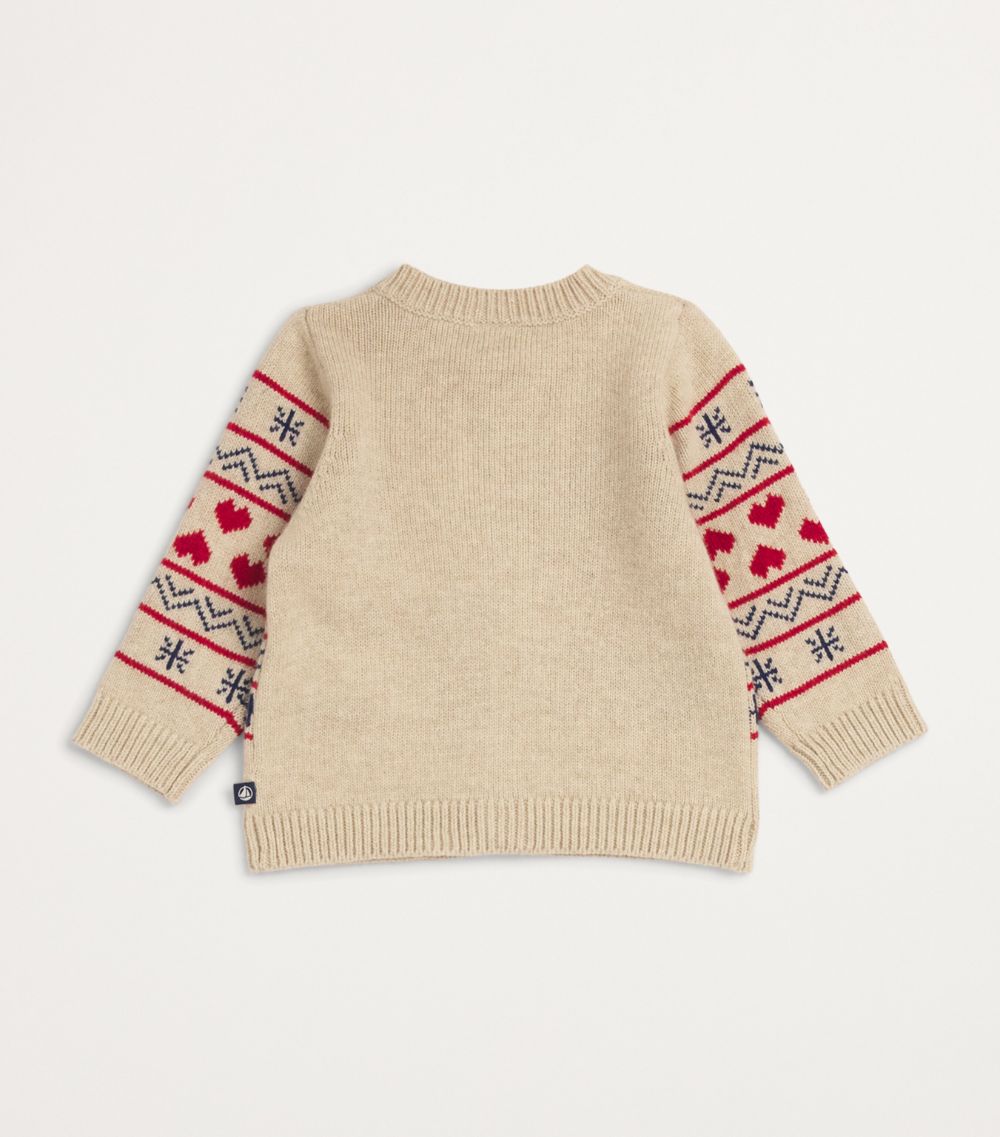  Petit Bateau Wool-Blend Heart Cardigan (3-36 Months)