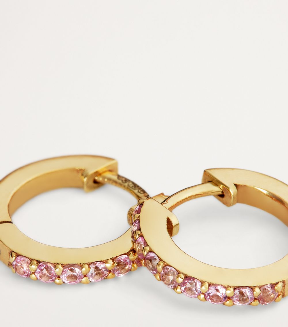 Jennifer Meyer Jennifer Meyer Small Yellow Gold And Pink Sapphire Huggie Earrings