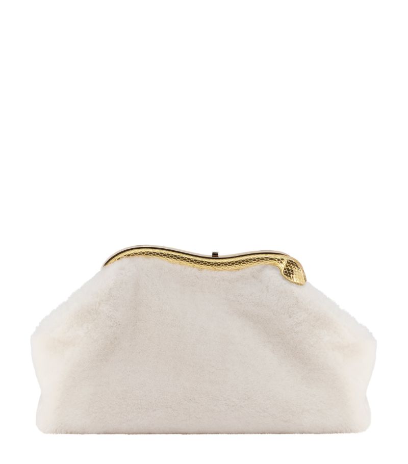 Bvlgari Bvlgari Shearling Serpentine Clutch Bag