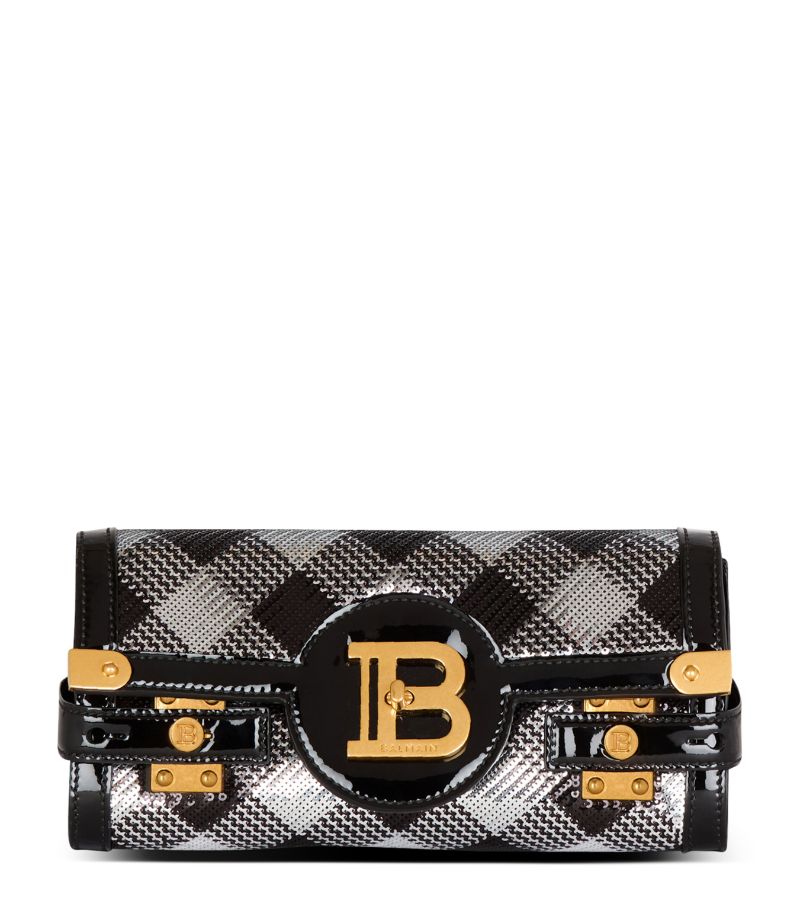 Balmain Balmain Embellished Gingham B-Buzz Shoulder Bag