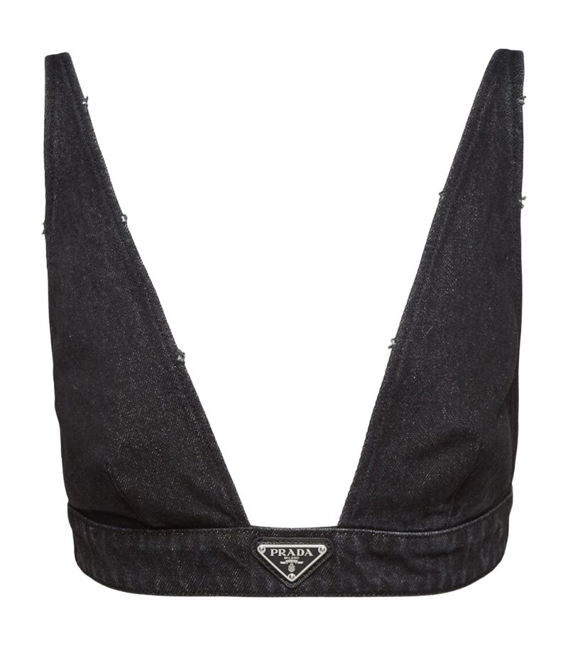 Prada Prada Denim Triangle Logo Top