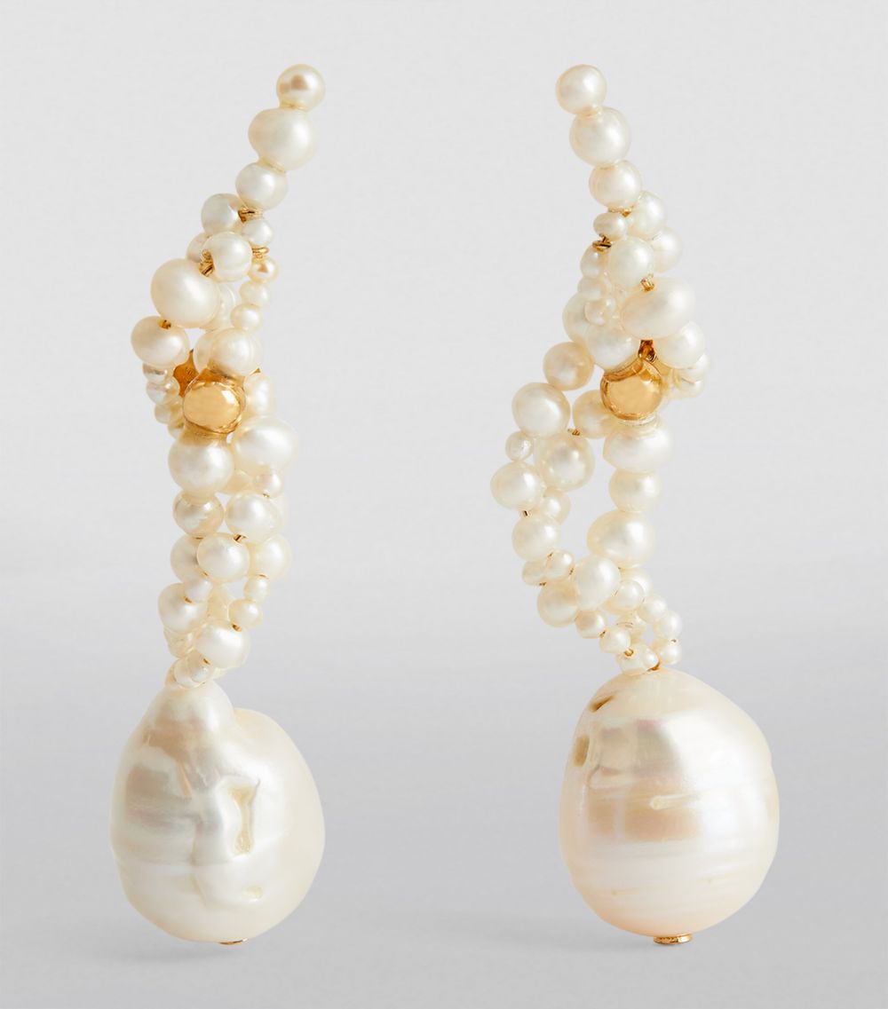 Completedworks Completedworks Gold Vermeil And Pearl Gotcha Earrings