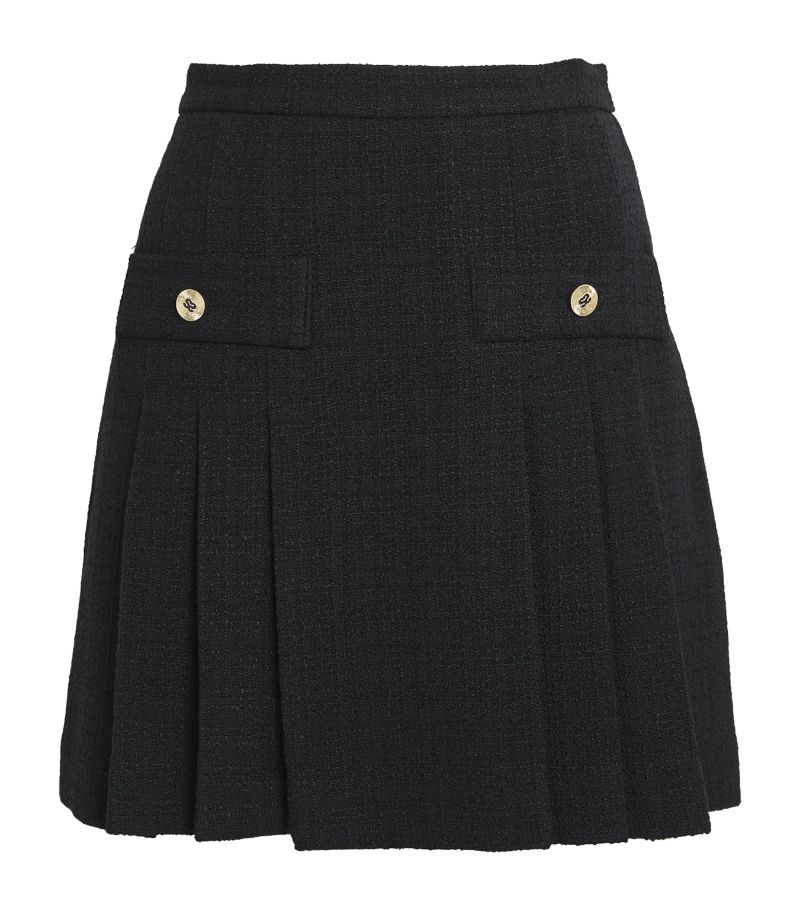  Sandro Tweed Pleated Mini Skirt