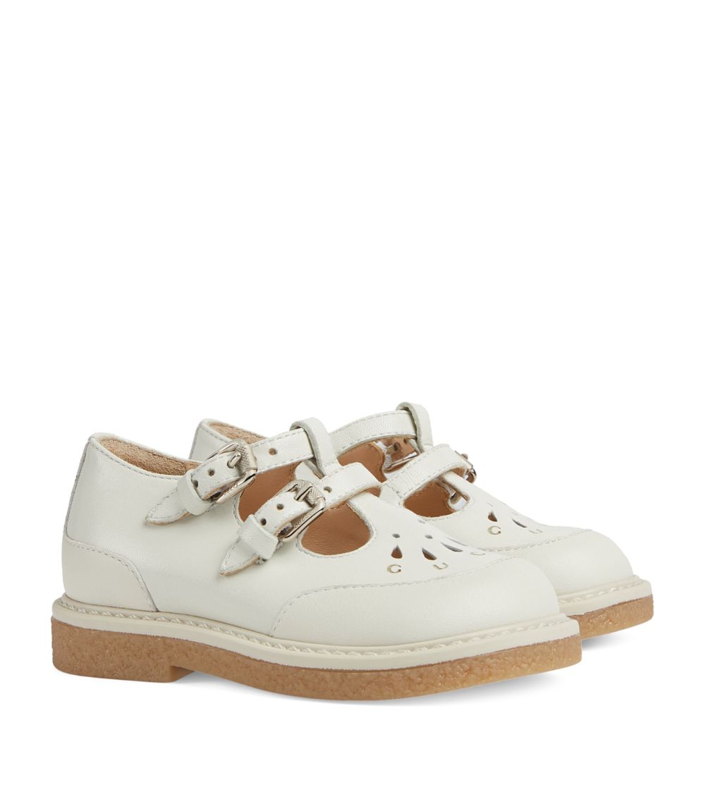 Gucci Gucci Kids Leather Buckle T-Bar Shoes