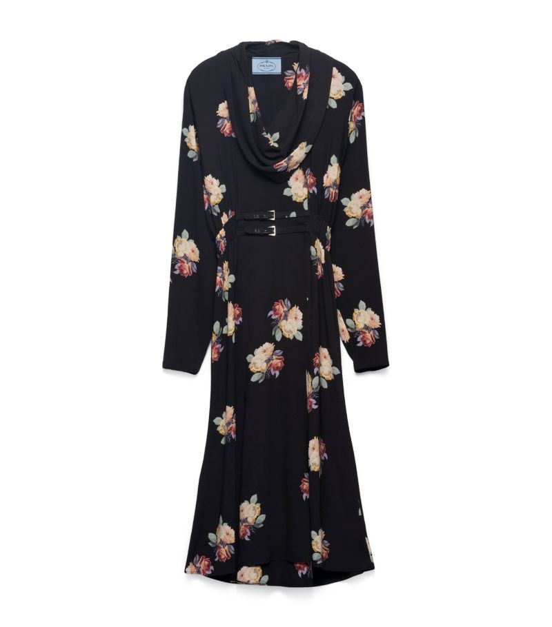 Prada Prada Camelia Print Midi Dress