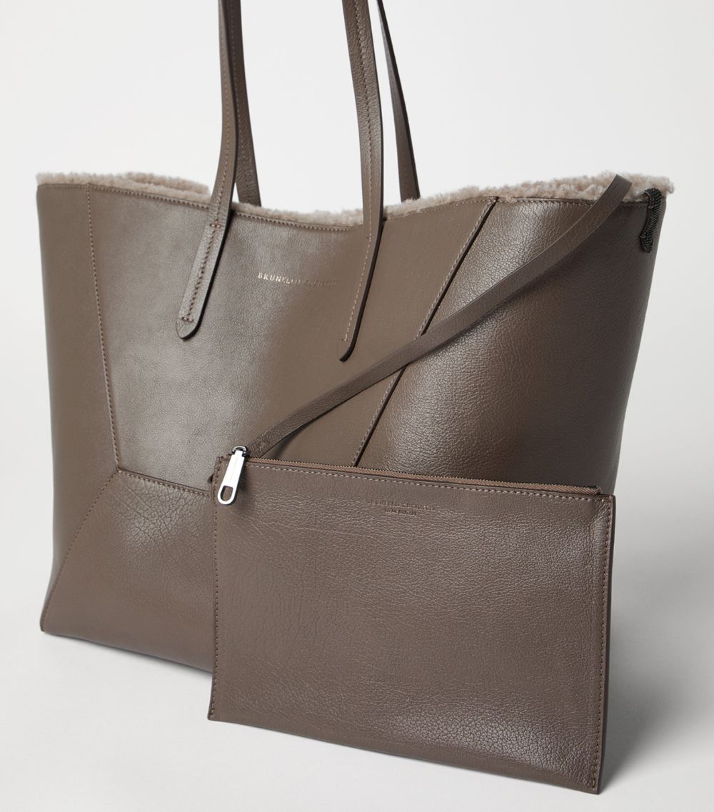 Brunello Cucinelli Brunello Cucinelli Shearling-Lined Bc Duo Bag