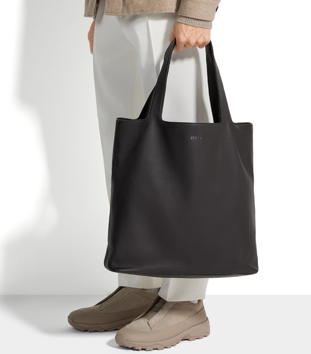 zegna Zegna Calf Leather Tote Bag