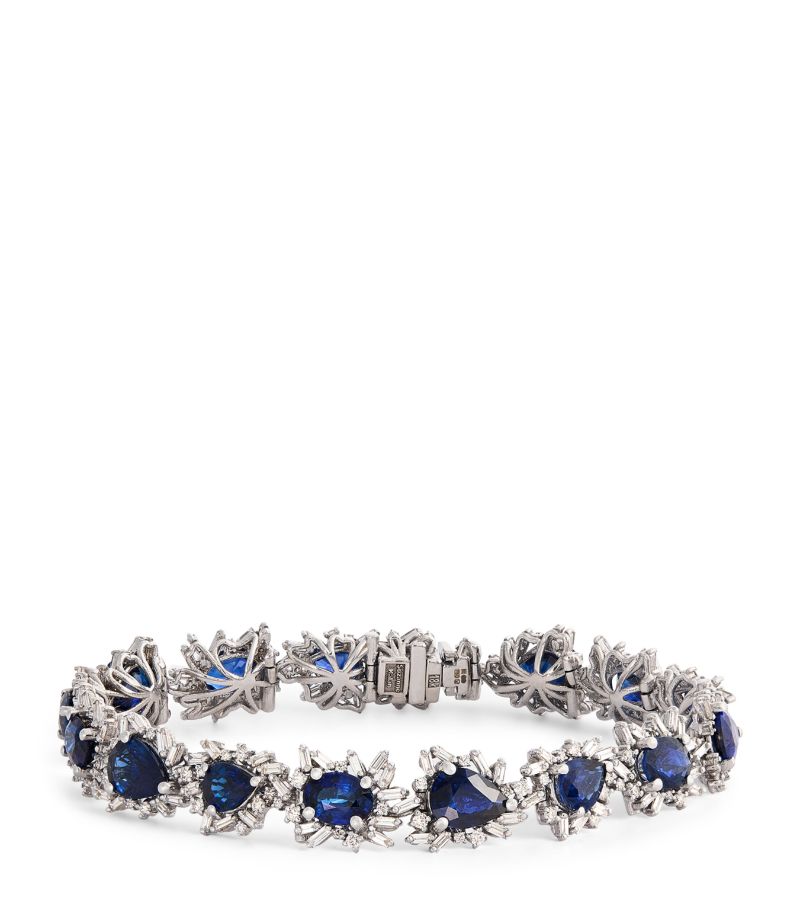 Suzanne Kalan Suzanne Kalan White Gold, Diamond And Sapphire One Of A Kind Tennis Bracelet