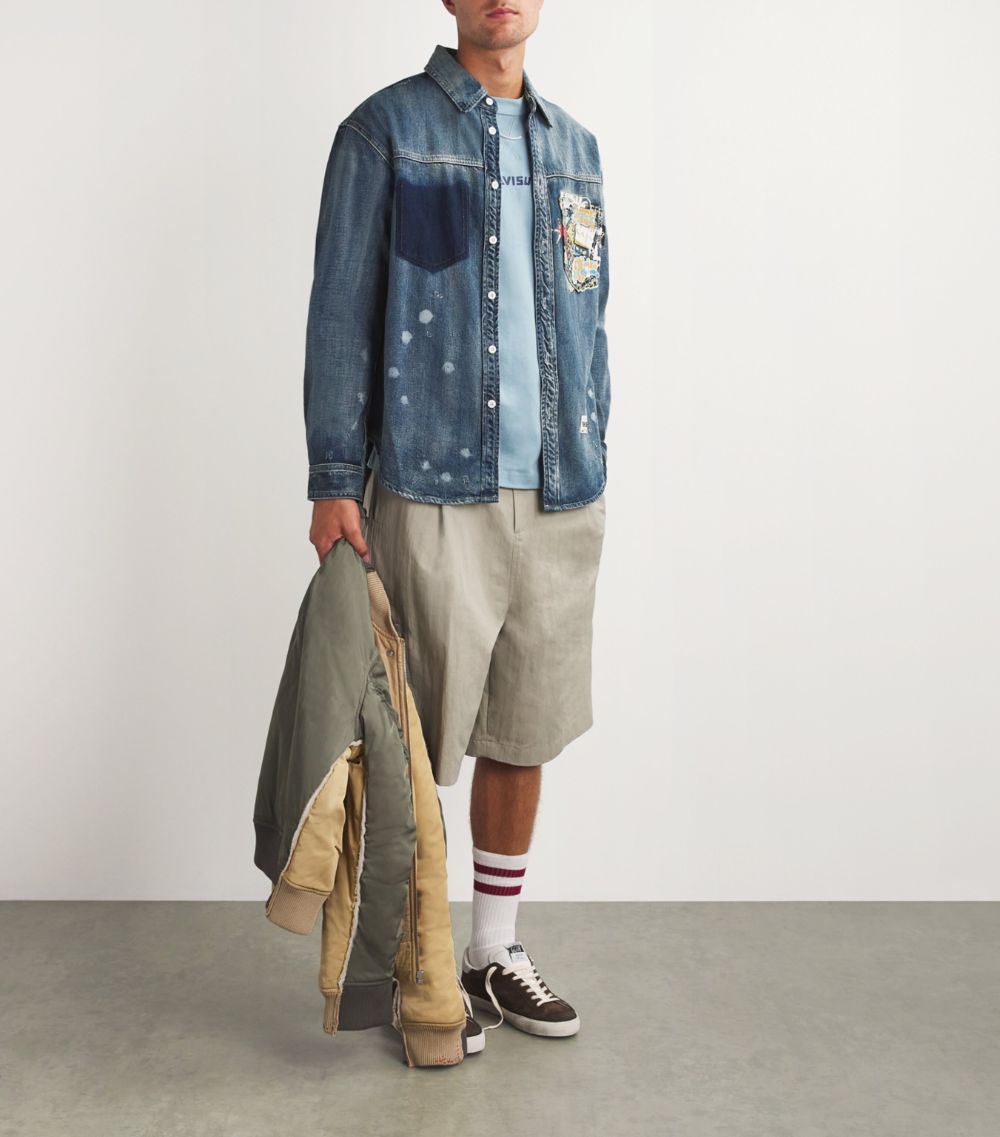 Evisu Evisu Denim Graphic Distressed Overshirt