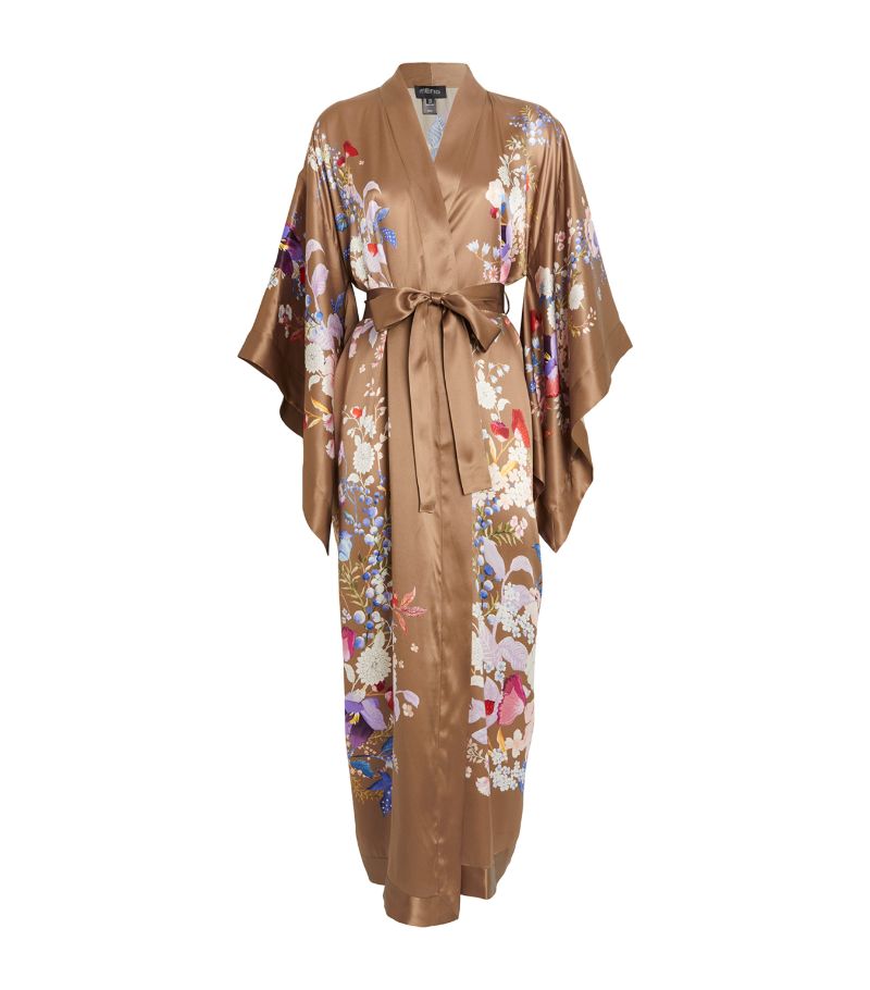 Meng Meng Long Silk Floral Kimono