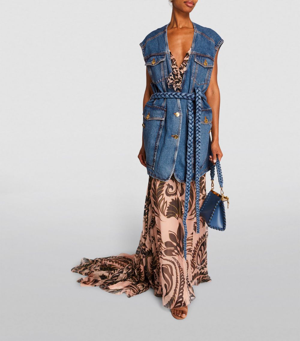 Etro Etro Denim Belted Long Waistcoat