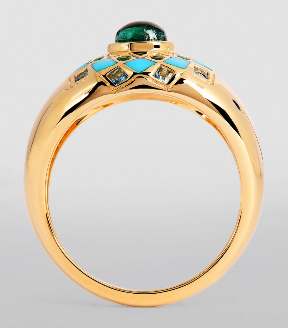Orly Marcel Orly Marcel Yellow Gold And Sapphire Temple Dome Ring