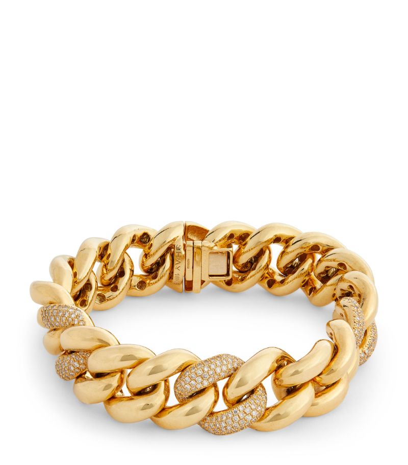 Shay Shay Yellow Gold And Diamond Triple Pavé Jumbo Links Bracelet