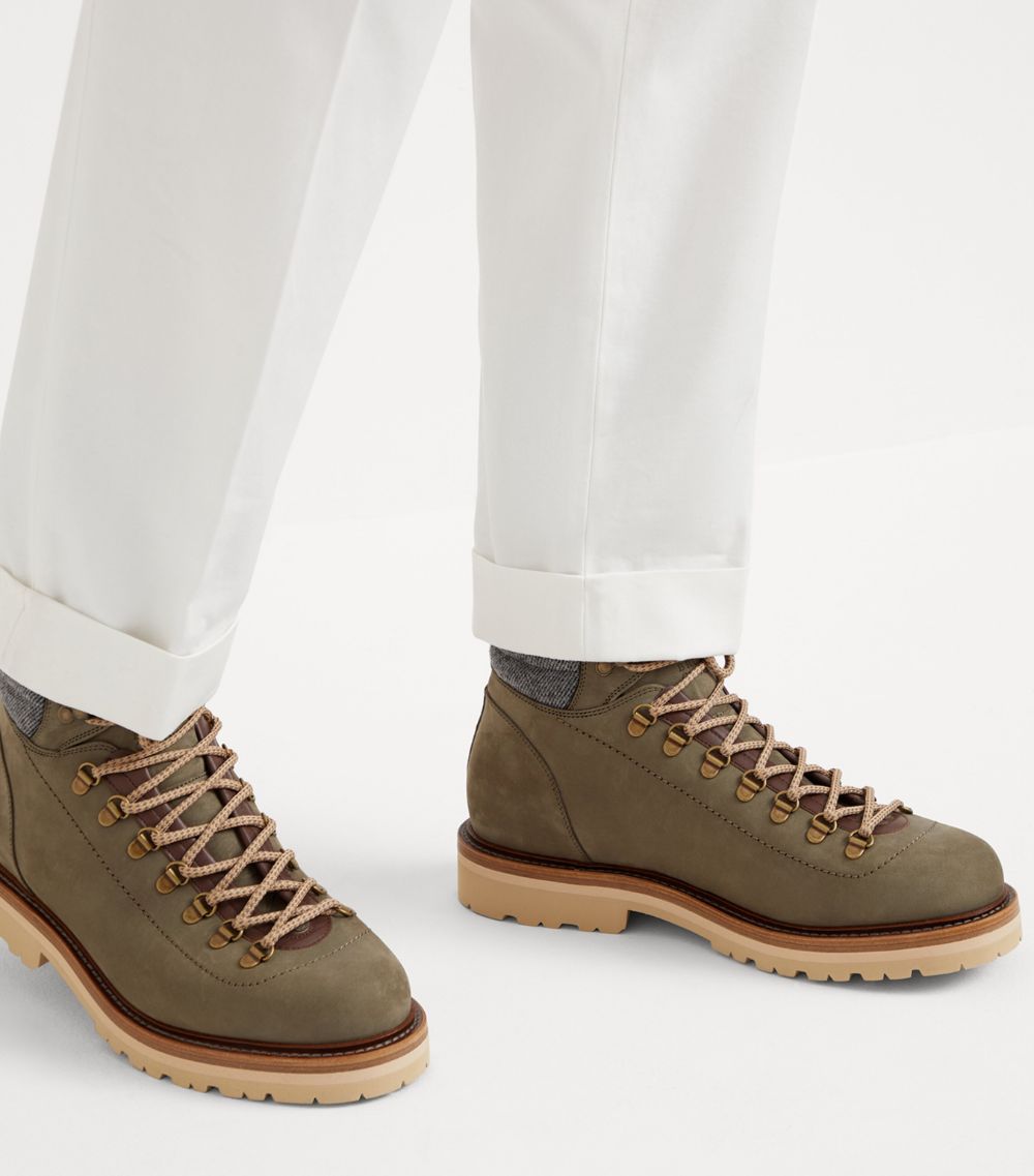 Brunello Cucinelli Brunello Cucinelli Calfskin Wool-Trim Mountain Boots