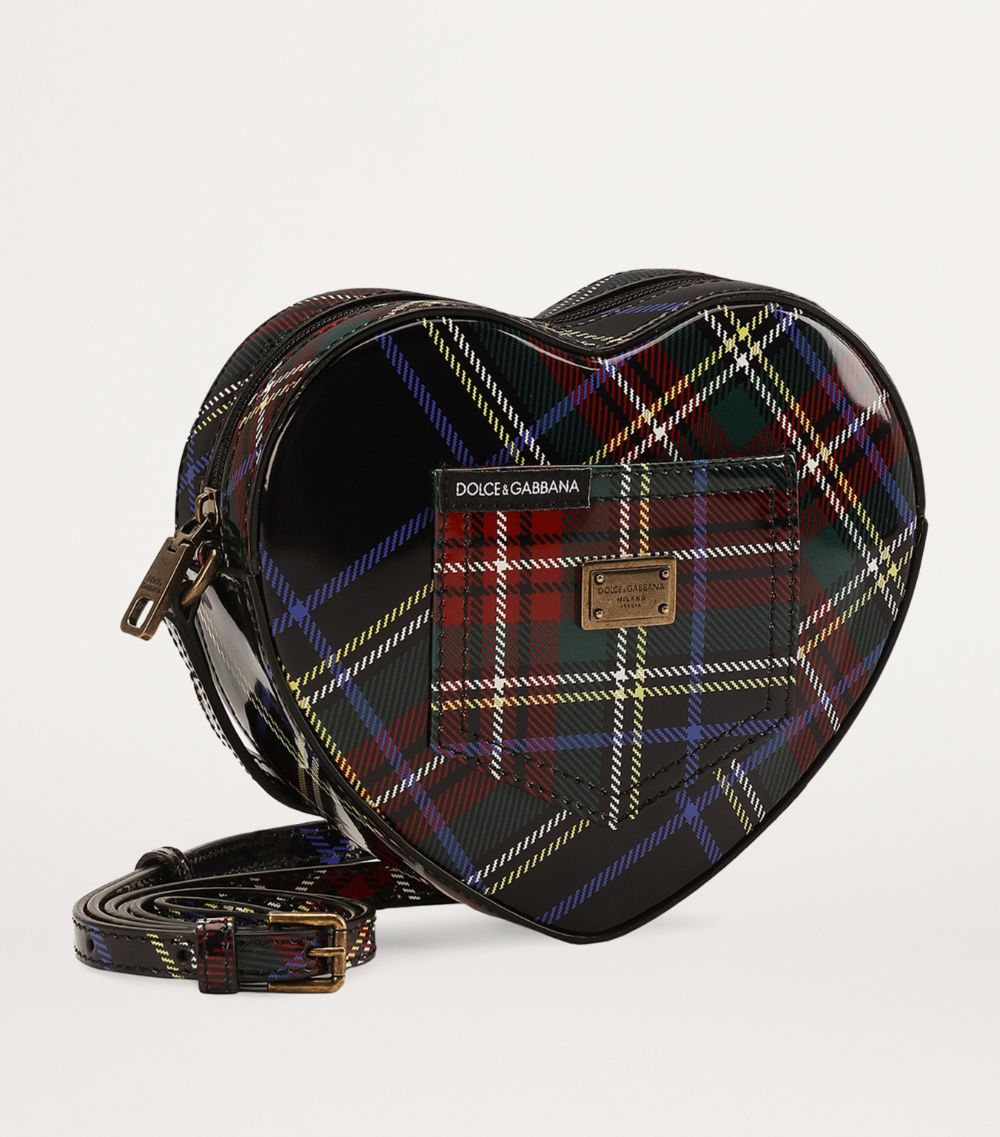 Dolce & Gabbana Dolce & Gabbana Kids Calfskin Tartan Heart Shoulder Bag