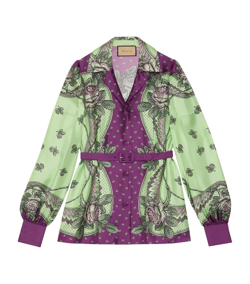 Gucci Gucci Silk Belted Printed Shirt