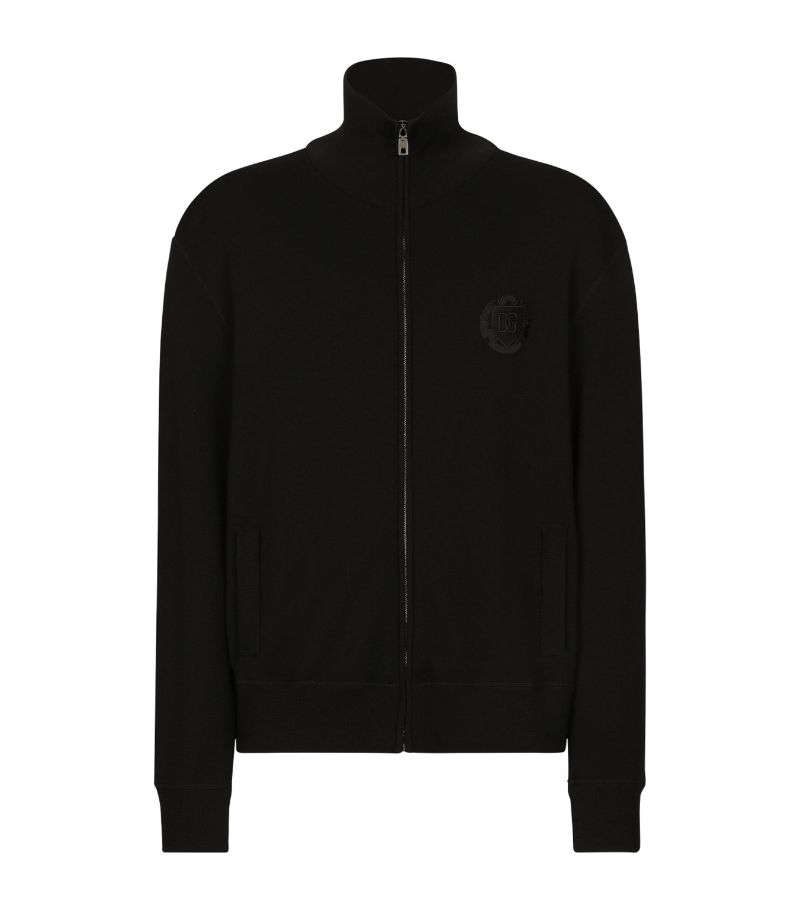 Dolce & Gabbana Dolce & Gabbana Knitted Logo Zip-Up Jacket