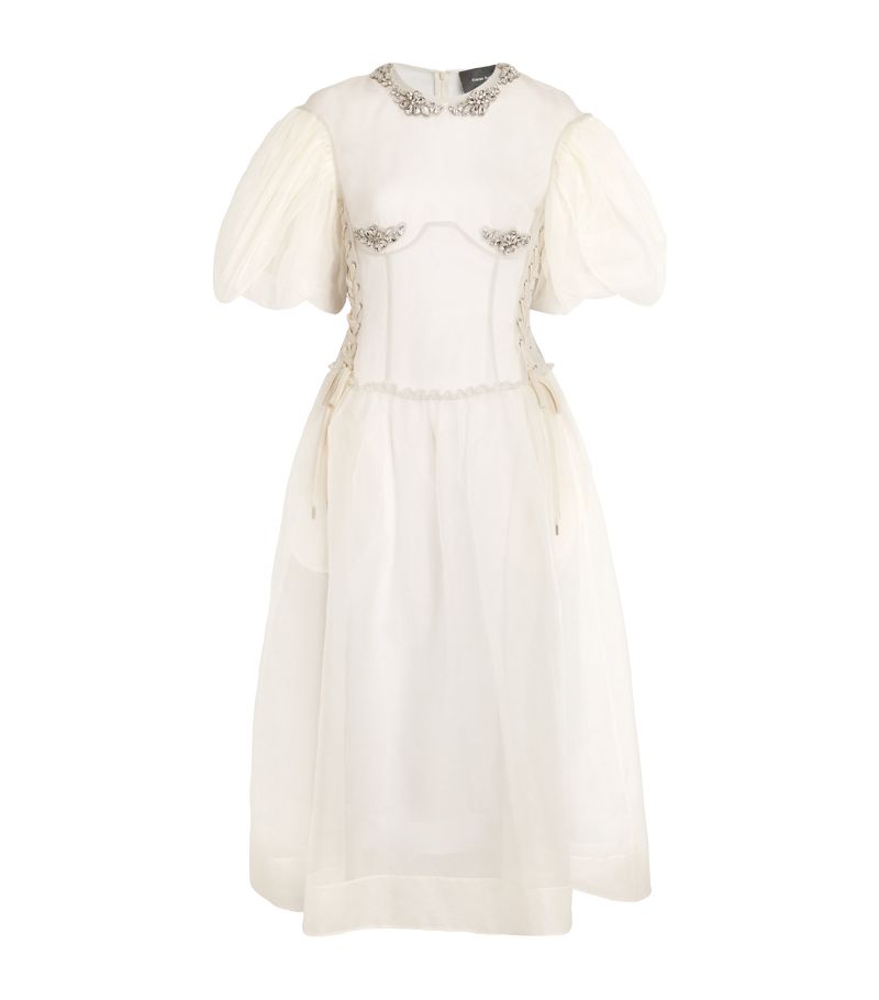 Simone Rocha Simone Rocha Silk Embellished Midi Dress