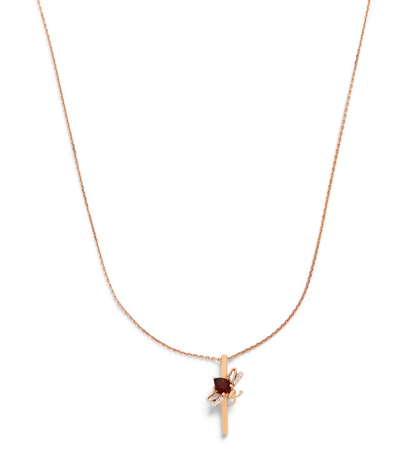 Bee Goddess Bee Goddess Rose Gold, Diamond And Radolite Letters Necklace