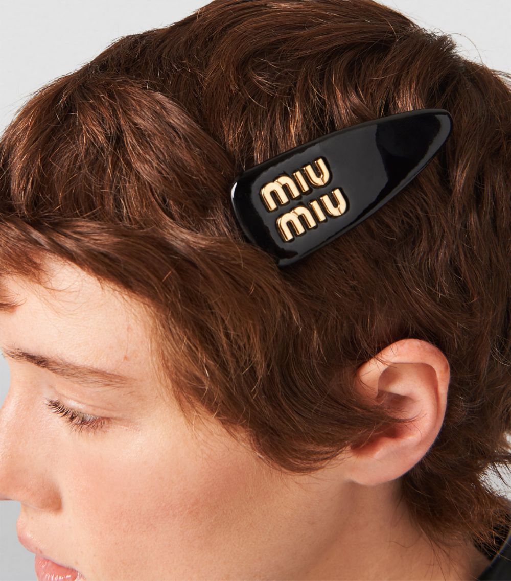 Miu Miu Miu Miu Leather Logo Hair Clip