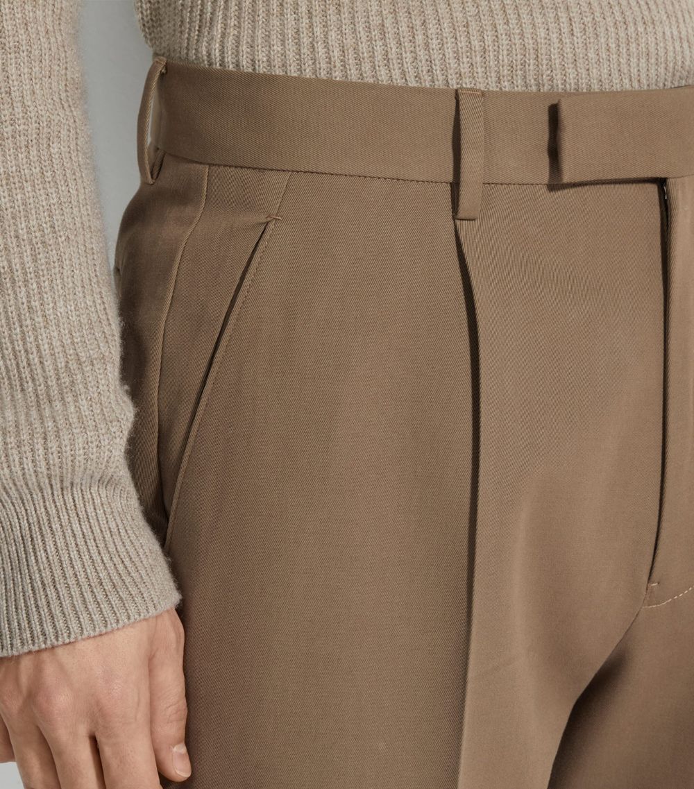 zegna Zegna Cotton-Wool Tailored Straight Trousers