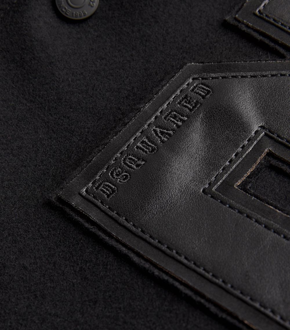 Dsquared2 Dsquared2 Wool-Blend Leather-Trim Varsity Jacket