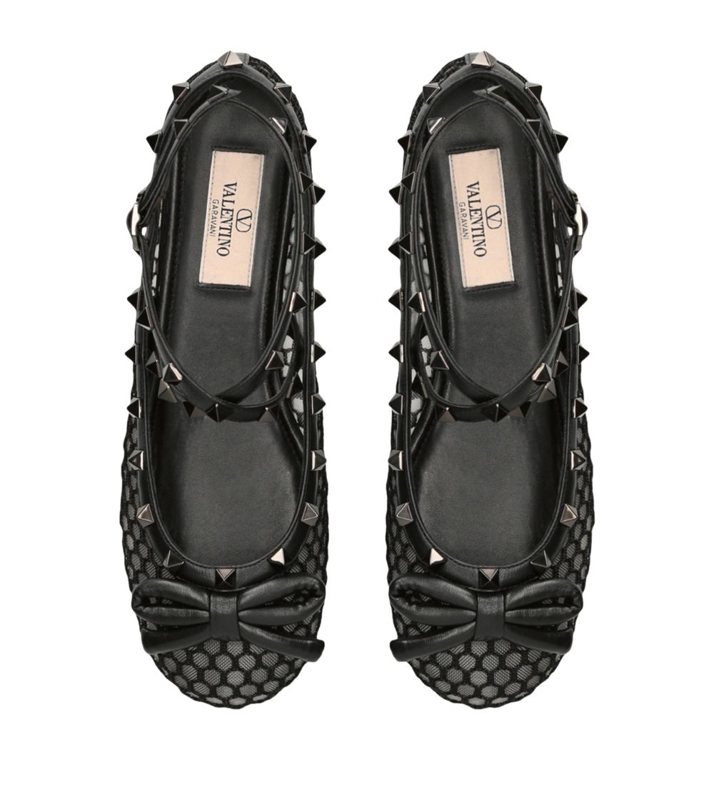 VALENTINO GARAVANI Valentino Garavani Rockstud Mesh Ballerina Flats