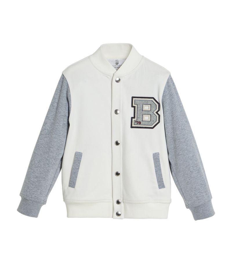 Brunello Cucinelli Kids Brunello Cucinelli Kids Techno French Terry Cotton Bomber Jacket (4-12+ Years)