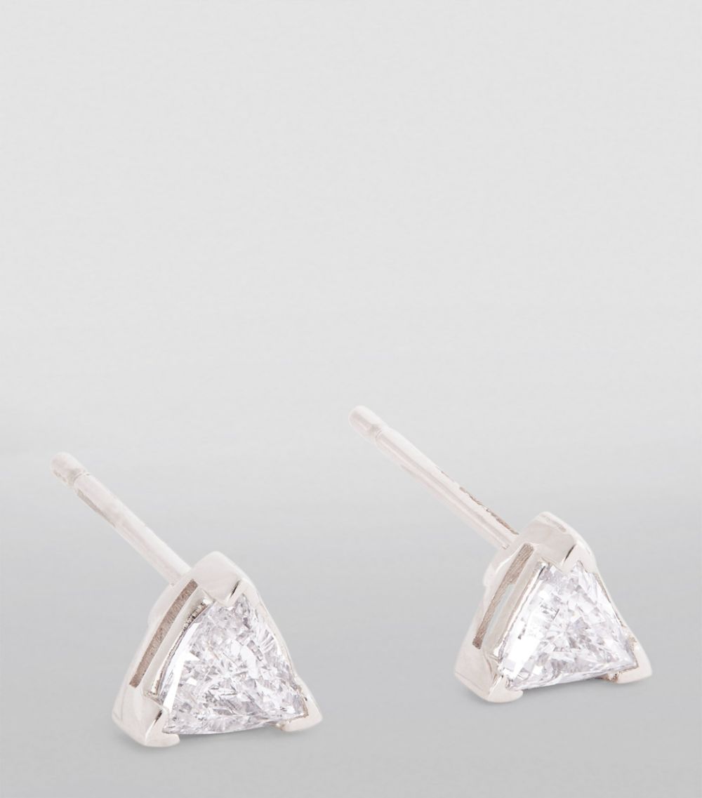 Shay Shay White Gold And Diamond Trillion Stud Earrings