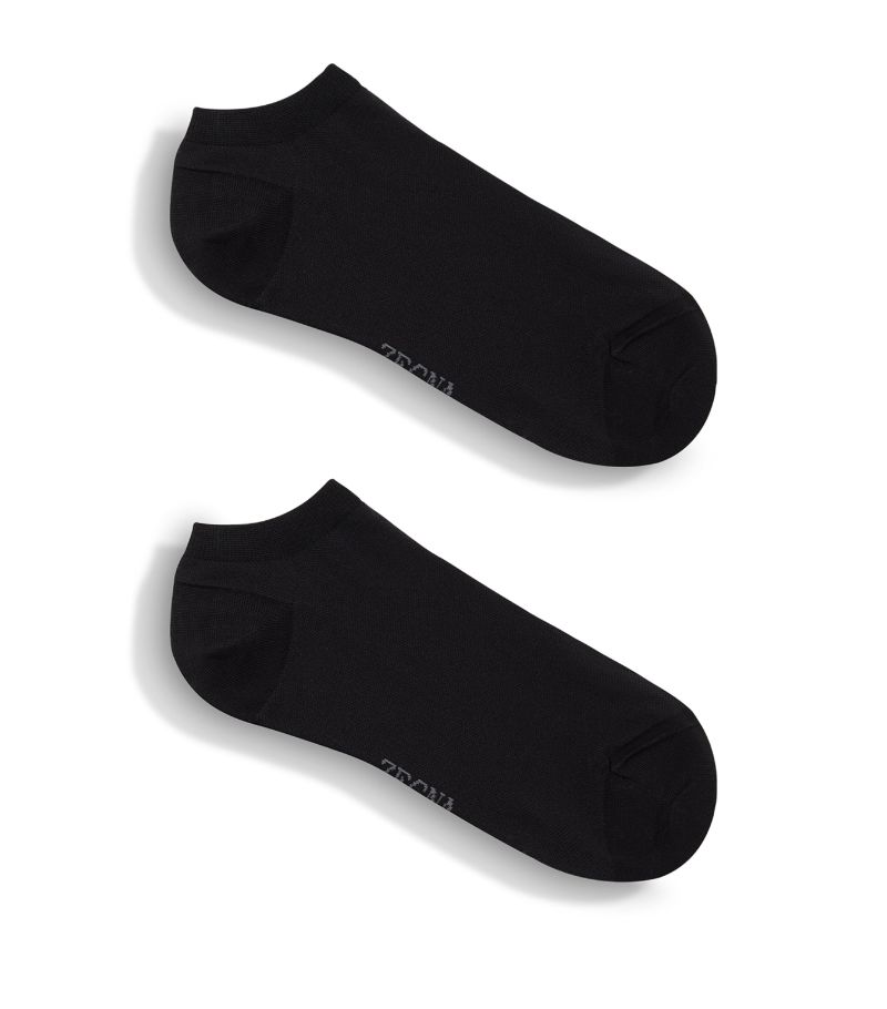 zegna Zegna Cotton-Blend Logo Ankle Socks