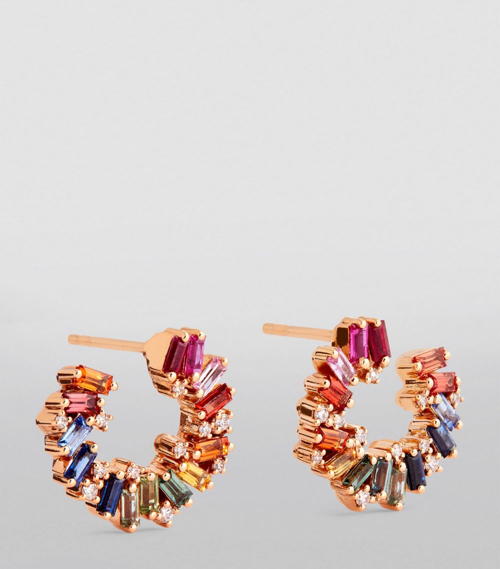 Suzanne Kalan Suzanne Kalan Rose Gold, Diamond And Sapphire Fireworks Spiral Earrings