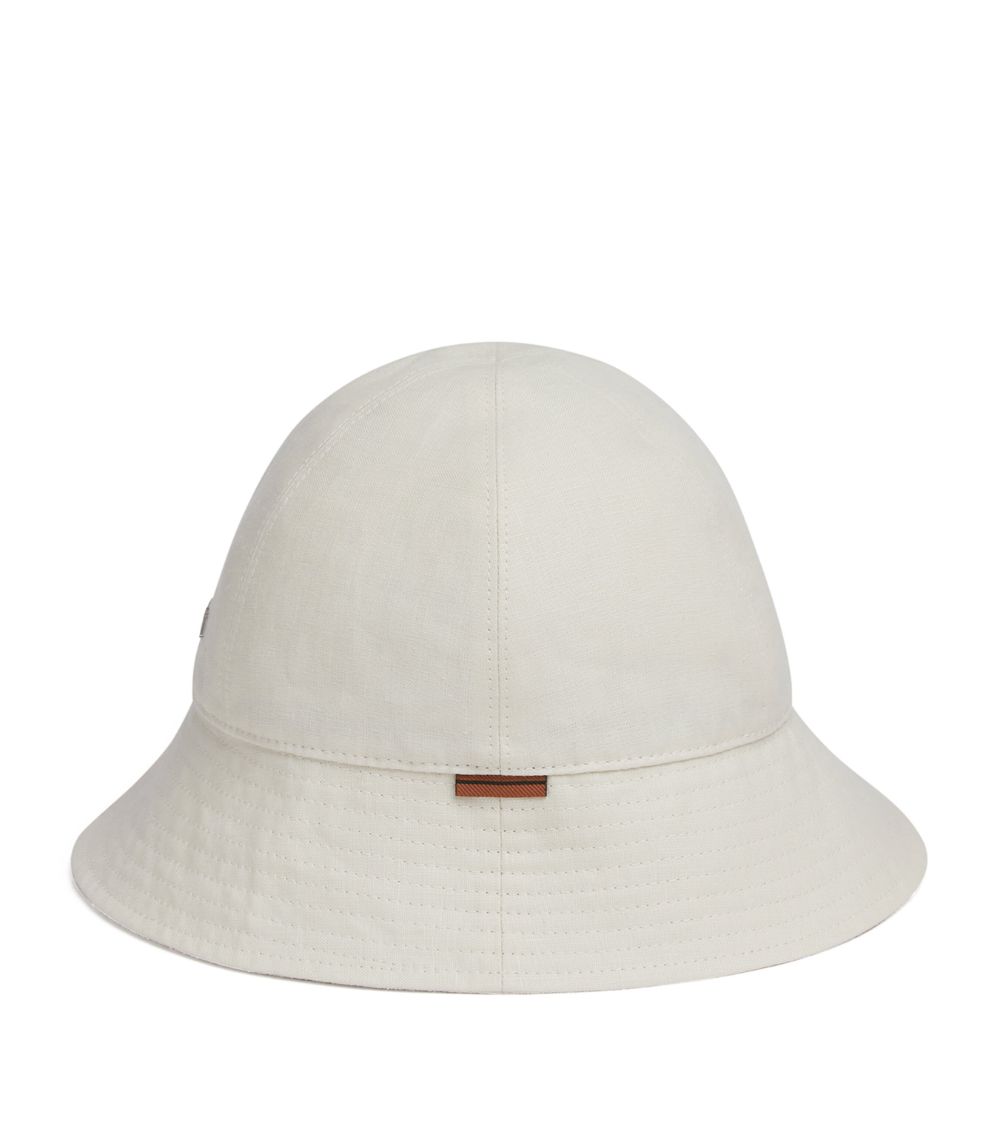 zegna Zegna Oasi Linen Logo Bucket Hat