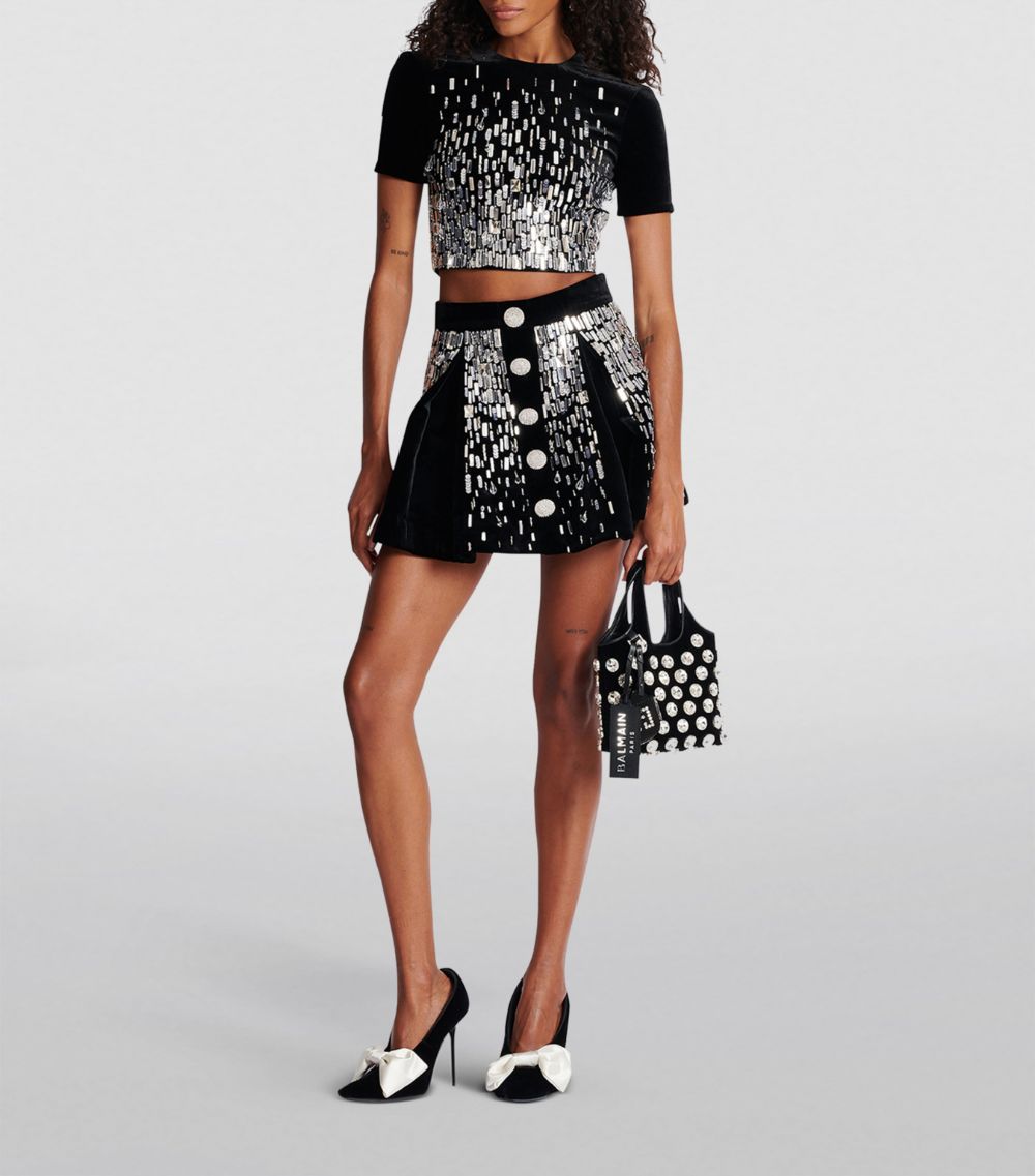 Balmain Balmain Embellished Skater Mini Skirt