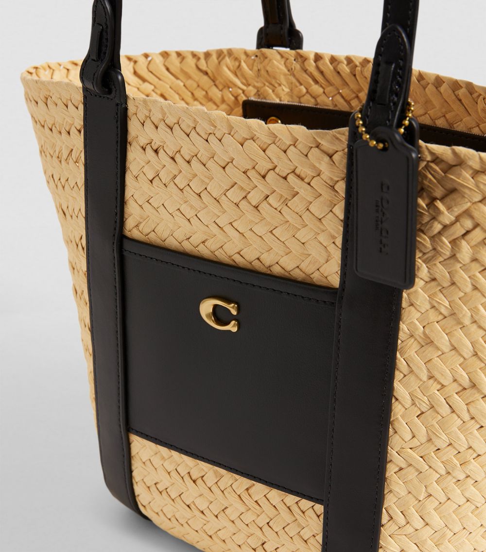 Coach Coach Small Straw-Leather Basket Bag