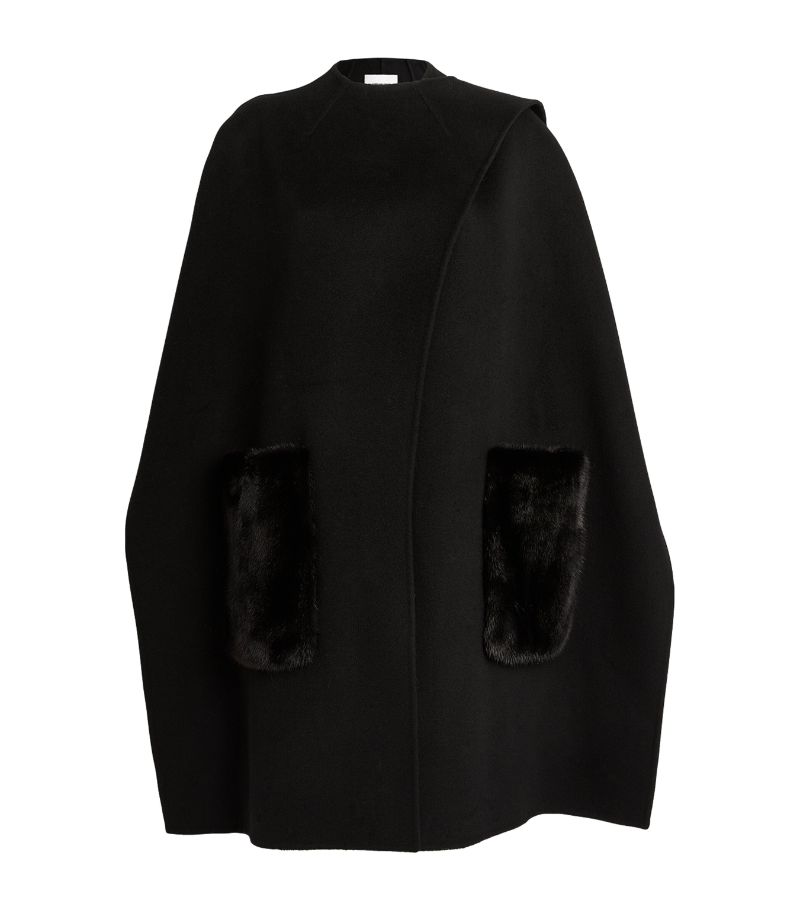 Yves Salomon Yves Salomon Wool-Cashmere Mink-Trim Cape