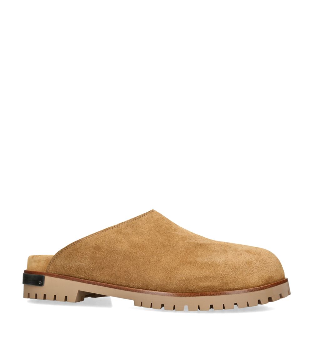 OFF-WHITE Off-White Suede Logo-Plaque Clogs