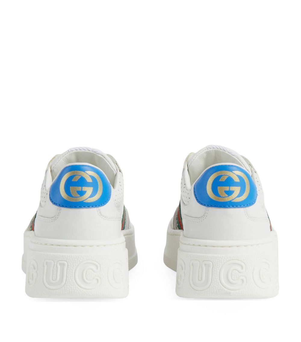 Gucci Gucci Kids Leather Web Stripe Sneakers